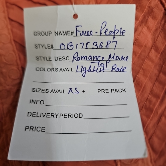 *HP* Free People Romance More Top In Lighest Rose Size XS NWT - Picture 5 of 5